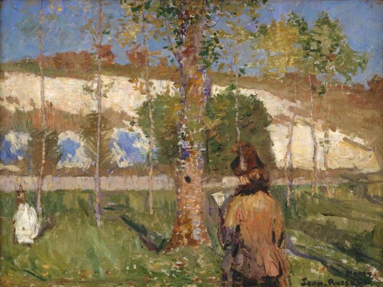 Madame Sisley på bredden af ​​Loing in Moret - 1887