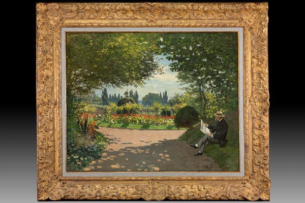 Adolphe Monet Reading in the Garden - 1866