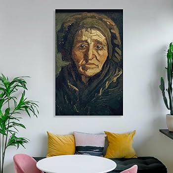 Cabeza De Una Mujer Campesina Con Capucha Verdosa