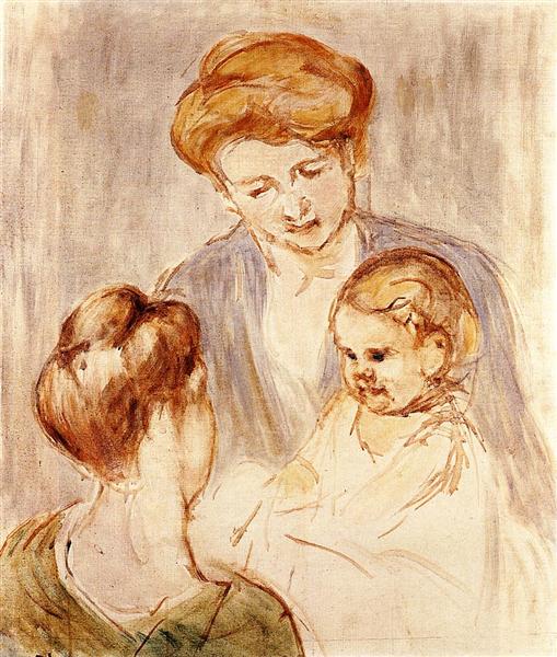 A Baby Smiling at Two Young Women - 1873