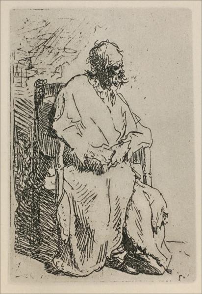 A beggar sitting in an acodada chair - 1630