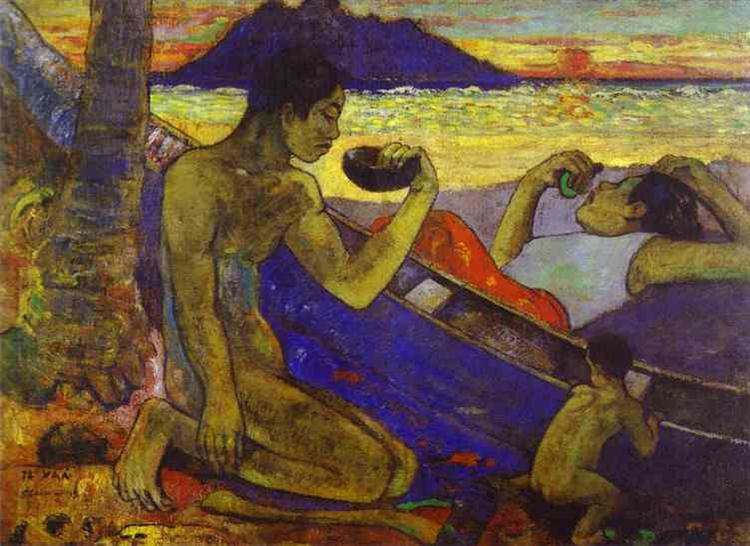 Una Canoa (Familia Tahitiana), - 1896