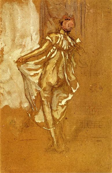 Une danseuse avec une tunique rose vue par derrière - 1890