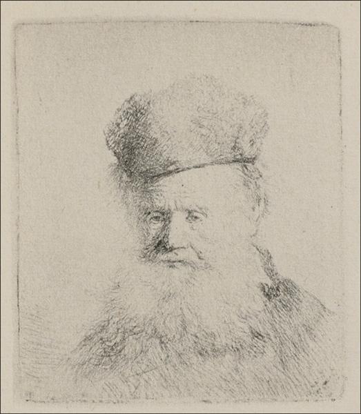 A man with a large beard and a low skin hat - 1631