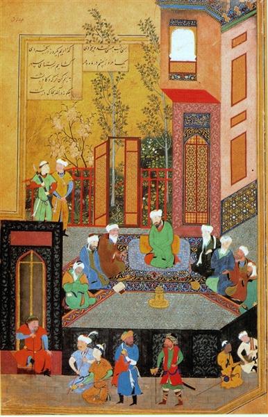 Uma pintura em miniatura de Iskandarnama - 1495