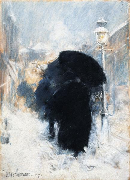 Una tempesta di neve a New York - 1890