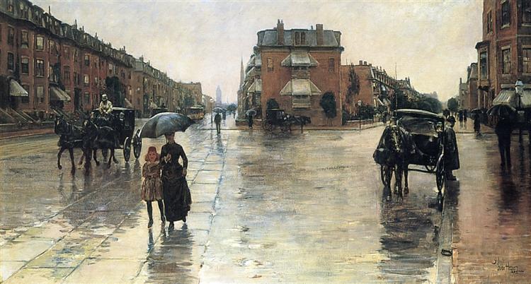 A Rainy Day in Boston - 1885