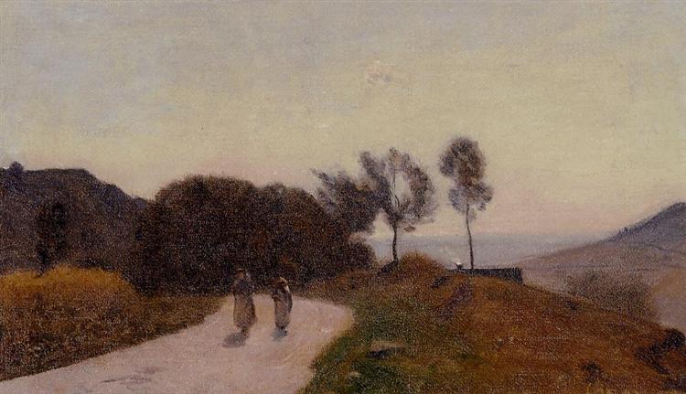 A road in the field - near Lake LEMAN - 1855