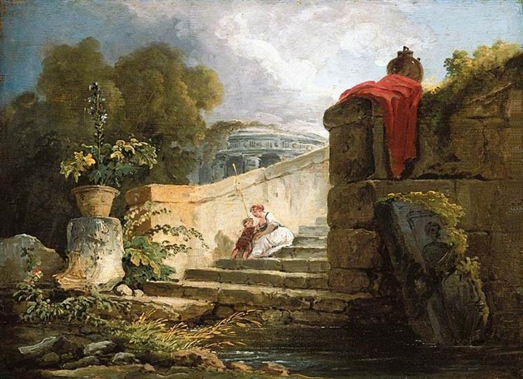 Una scena sulla terra di Villa Farnese - Roma - 1765