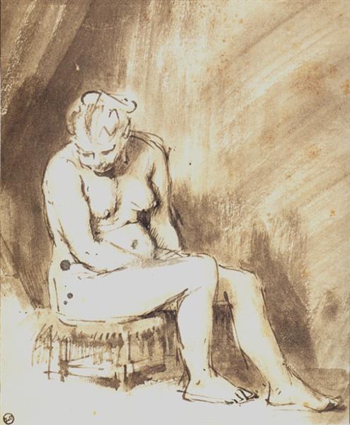 A female nude sitting - 1662