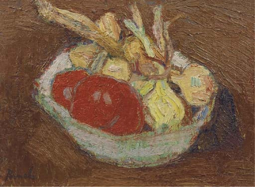 Une nature morte avec des légumes.