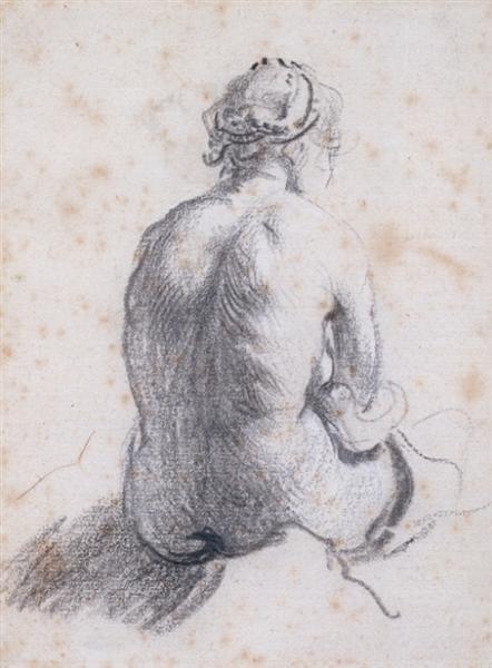 Une étude d'une nue féminine vue sur son dos - 1634