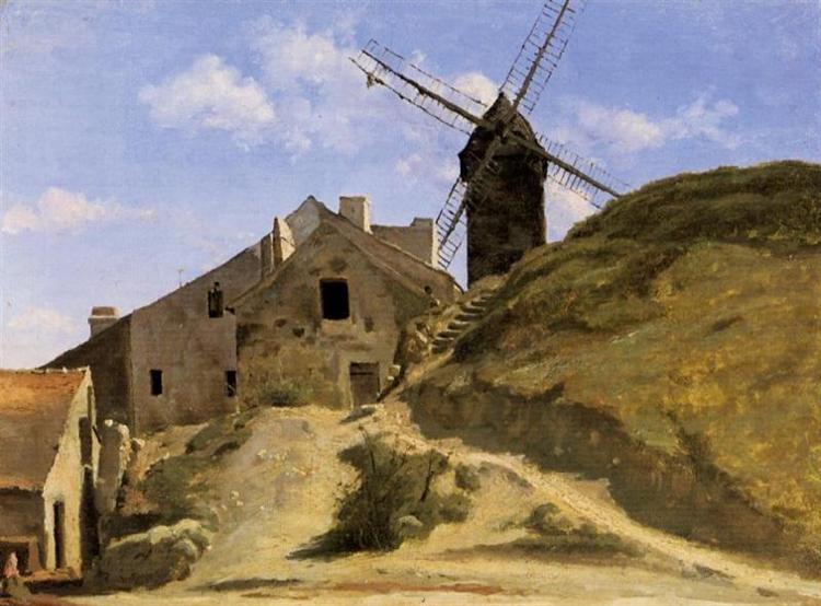 Un moulin à vent à Montmartre - 1845