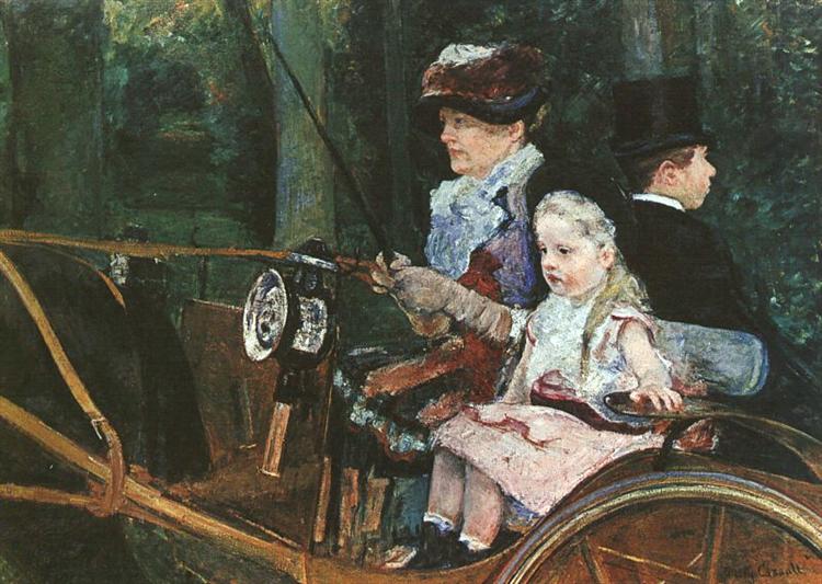 A woman and a child behind the wheel - 1881