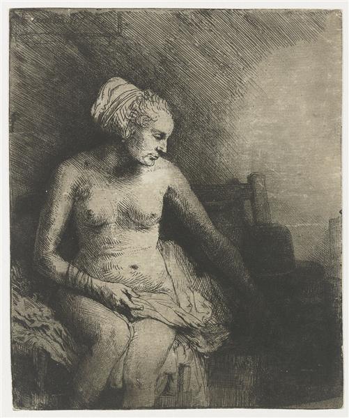 Una donna in bagno con un cappello accanto a - 1658