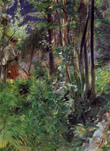 A woman in a forest - 1907