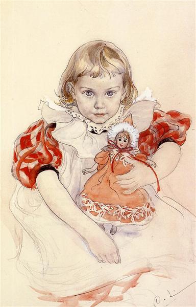 A girl with a doll