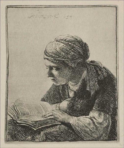 Une jeune femme lisant - 1634