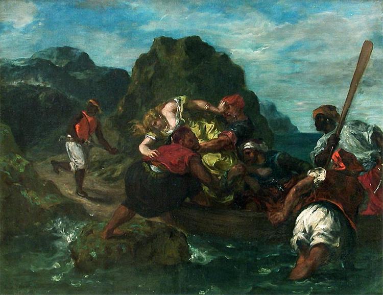 Piratas Africanos Secuestrando A Una Mujer Joven - 1852