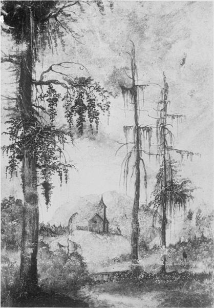 Alpine landscape with church - 1522