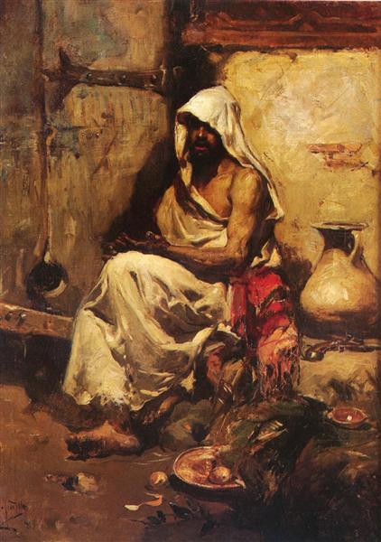 An Arab examining a gun - 1881