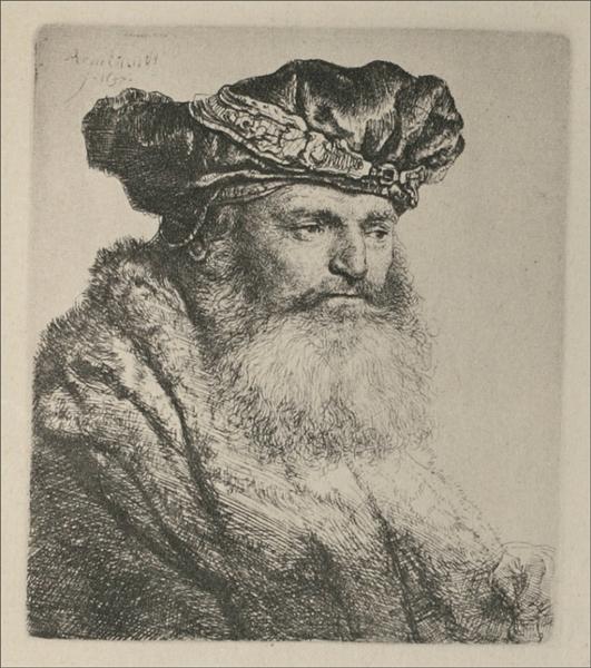 An old man - with a rich velvet cap - 1637