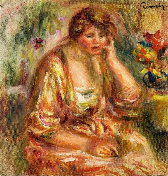 Andrée in a pink dress - 1917