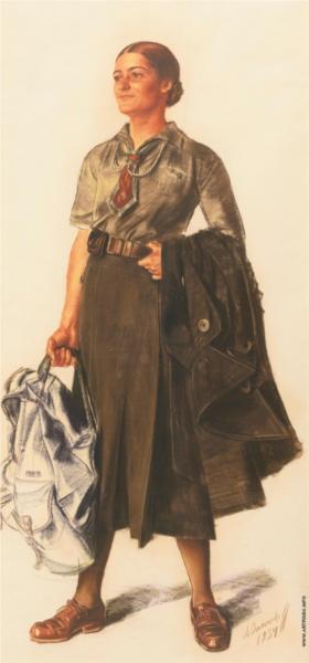 Anita López in the form of an explorer - 1934