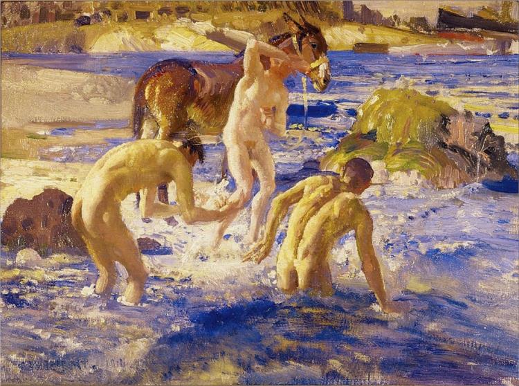 Anzacs bathing at sea - 1914