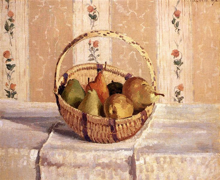 Manzanas Y Peras En Una Cesta Redonda - 1872