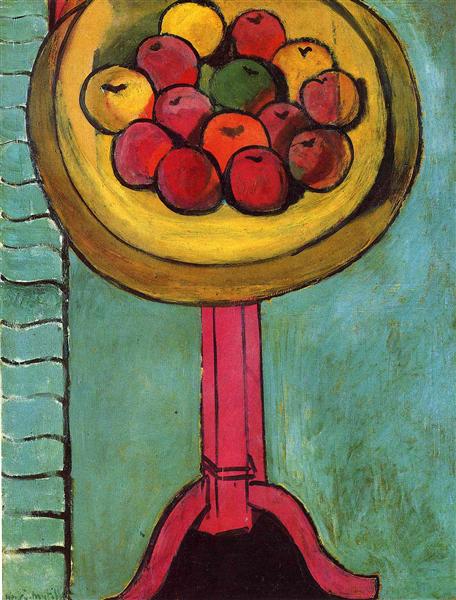 Apples on a table green background 1916 