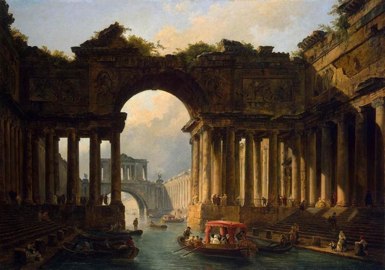 Architectural landscape with channel - 1783