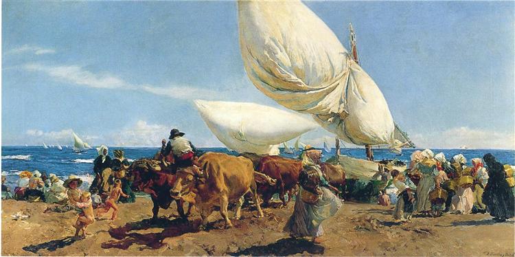 Llegada De Los Barcos Pesqueros A La Playa - Valencia - 1898