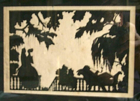 On the terrace. Silhouette - paper ink. Signed with initial Russians CC - with full and numbered signature 31 on the margin - 1918