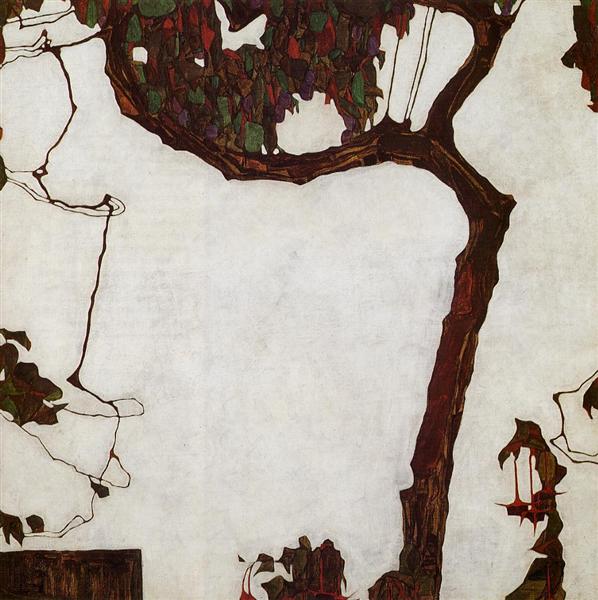 Arbre d'automne avec fuchsias - 1909