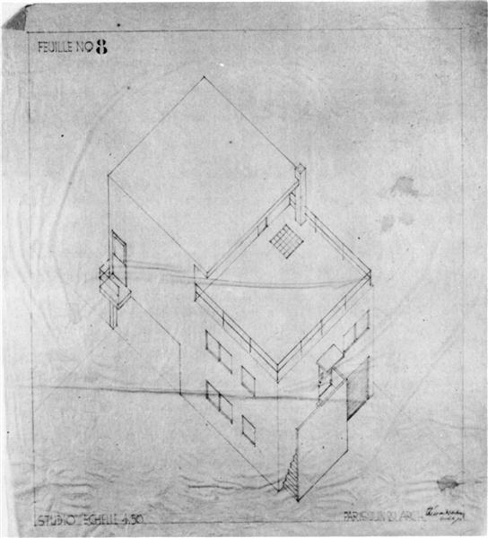 Axonometric drawing of Meudon's house.