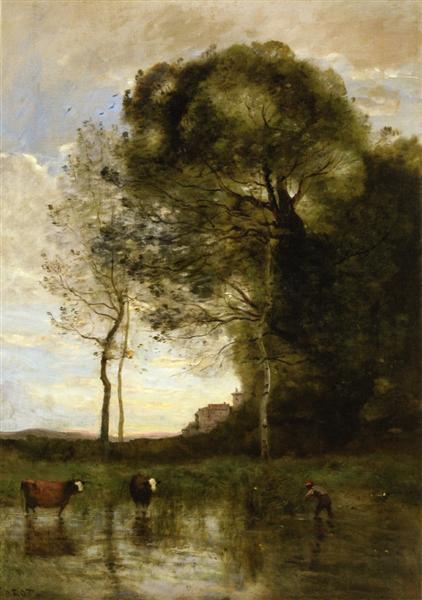 Banks of a pond in Normandy - 1870