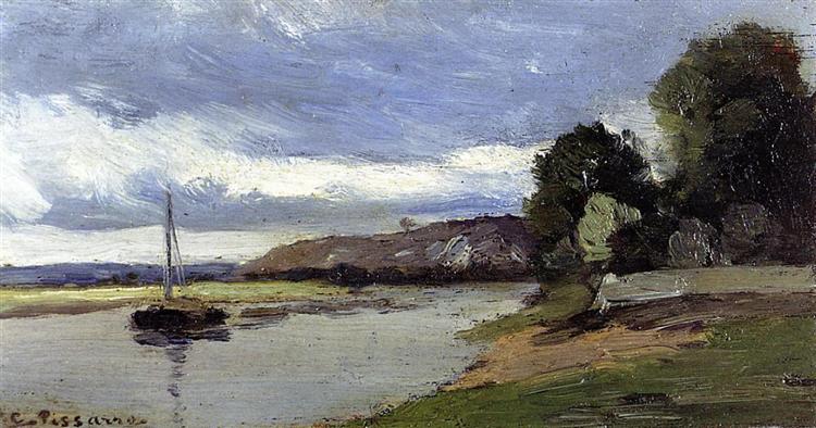 River Banks with Barge - 1864