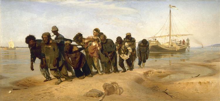 Barge -Träger in El Wolga - 1873