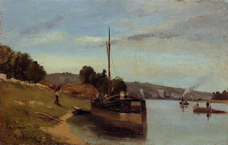 Barges dans Le Roche Guyon - 1865