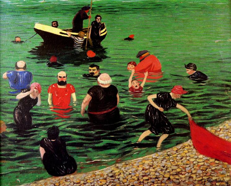 Bathing in Etretat - 1899