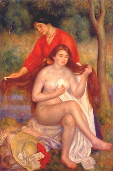 Bañista und Maid (der WC) - 1900