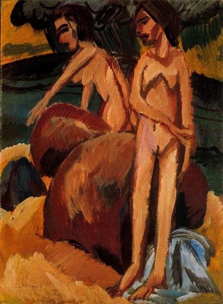 Badegäste auf See - 1914