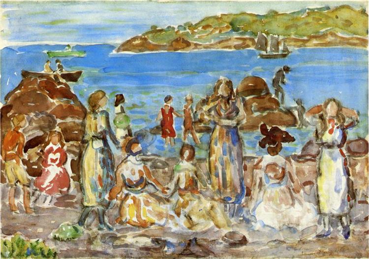 Scena della spiaggia - New England - 1919