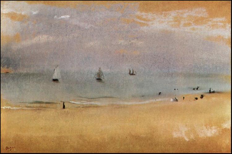 Strand mit Segelbooten - 1869