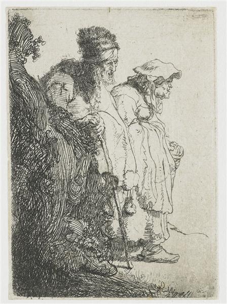 Mendigo and wife behind a bank - 1630