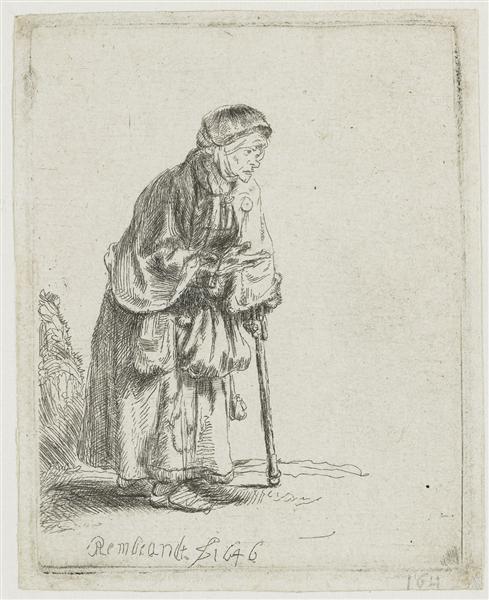 Mendiga woman supported by a stick - 1646