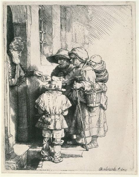 Mendicanti alle porte di una casa - 1648