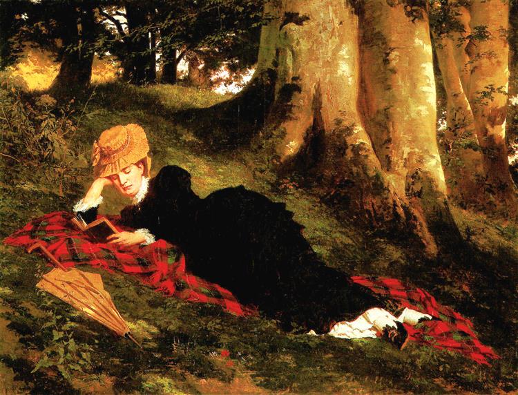 Reading in the forest - 1875