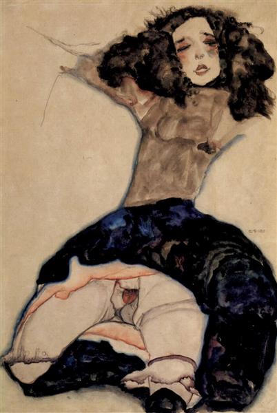 Fille à cheveux noire à jupe haute - 1911